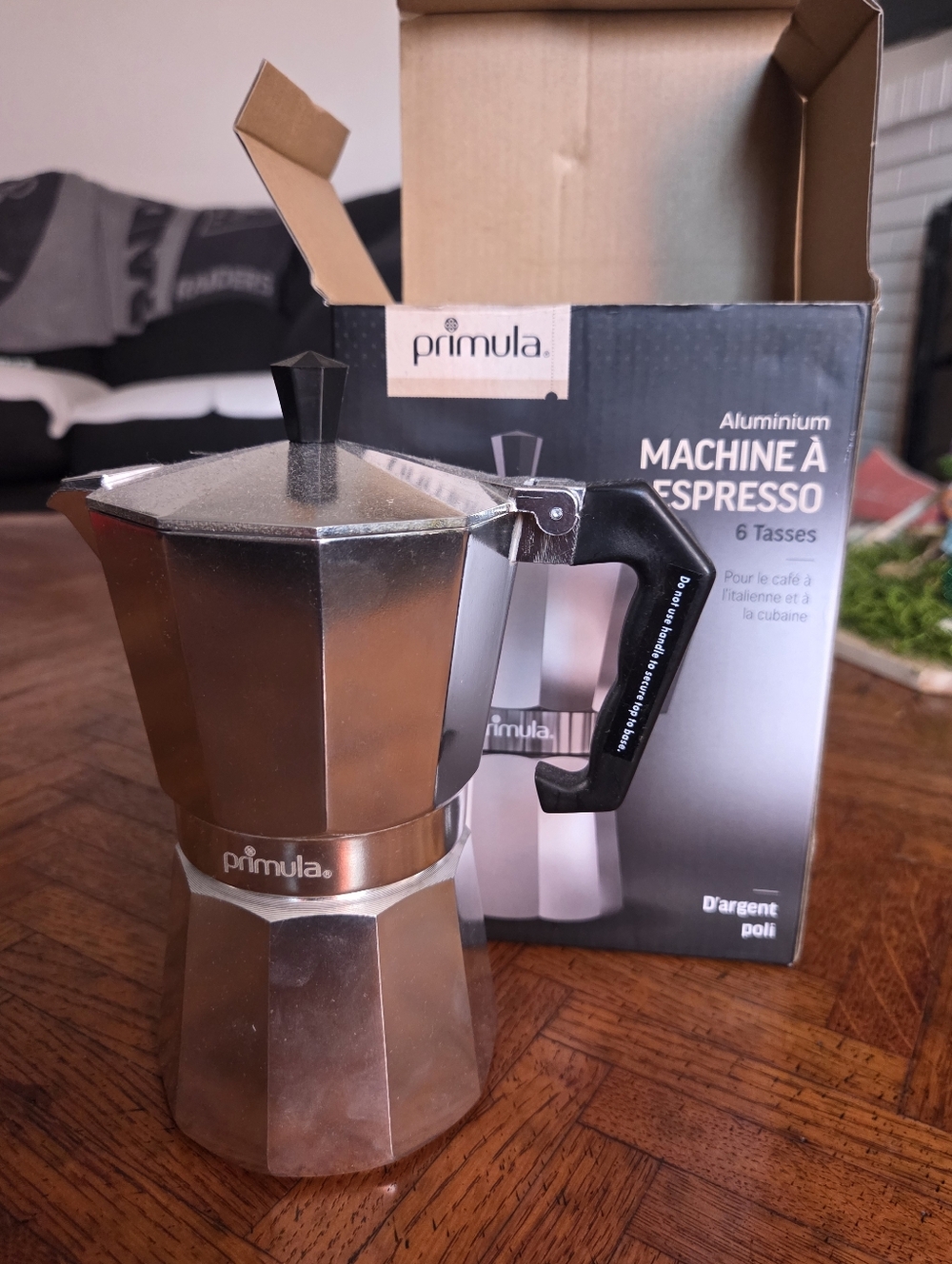 Silver Aluminum Stovetop Espresso Maker - 6 Cup